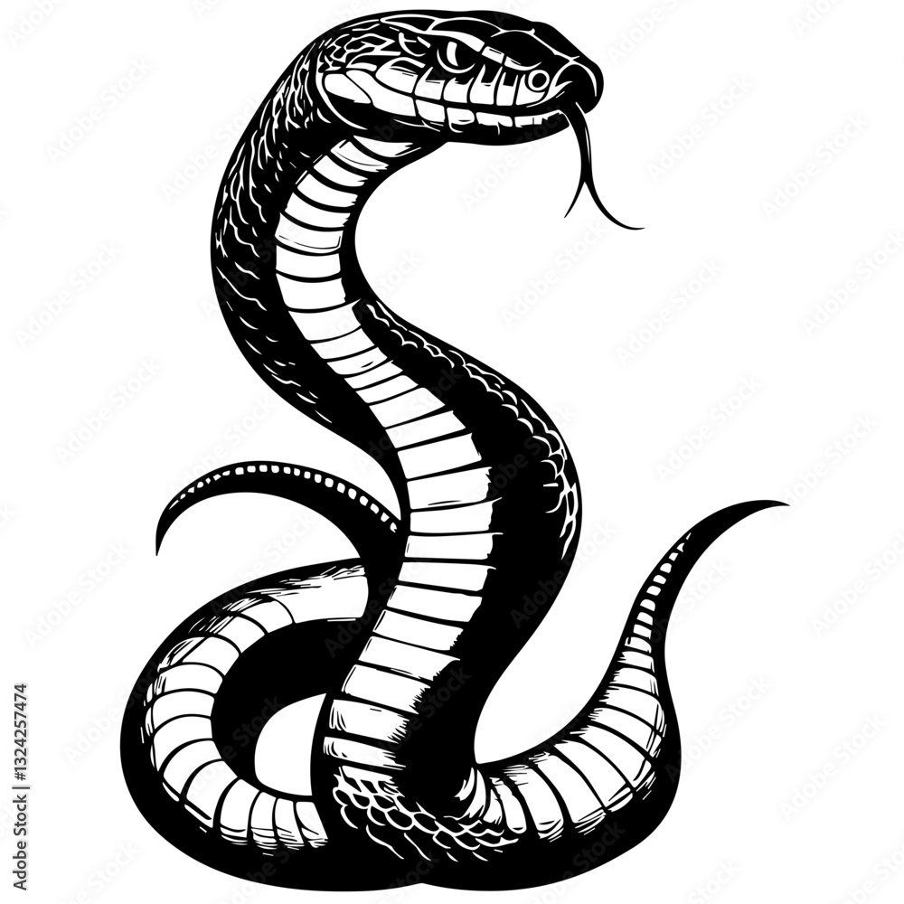 Fototapeta premium Snake Simple Vector Logo – High-Contrast Flat Design Illustration