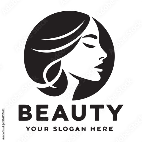 Beauty woman face logo Classic Beauty Salon Logo silhouette vector