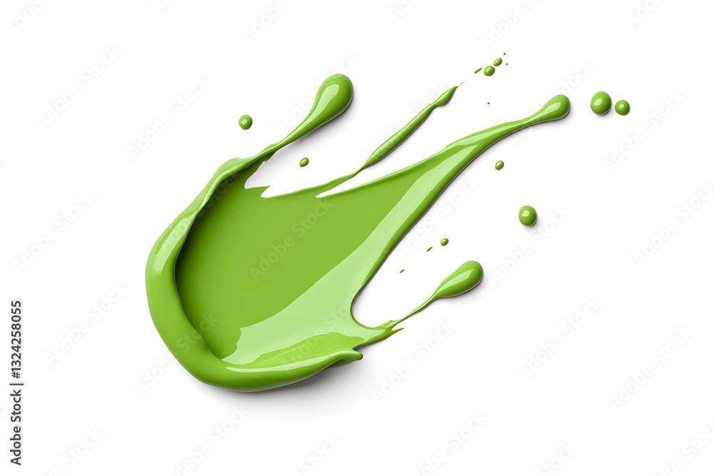 Naklejka premium Realistic green liquid or paint splash, isolated on white backdrop