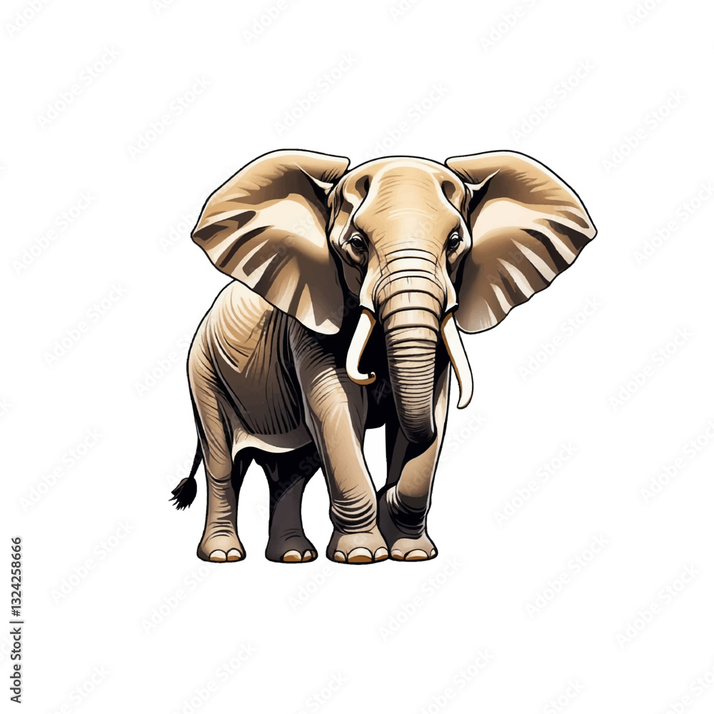 Elephant stands majestically while walking through its natural habitat during daylight hours in the wilderness Elephant stands majestically while walking through its natural habitat during daylight hours in the wilderness