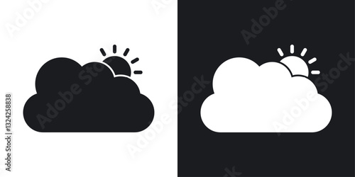 Partially cloudy icons in flat vector style