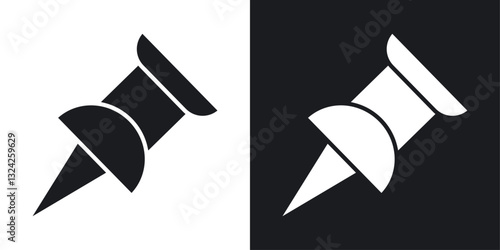 Push Pin icons in flat vector style