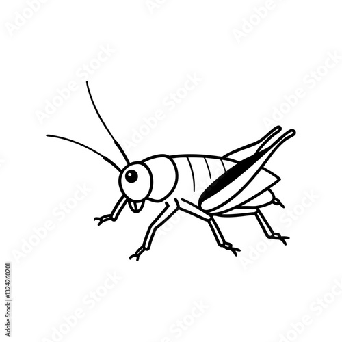 Grasshopper isolated  line art vector illustration