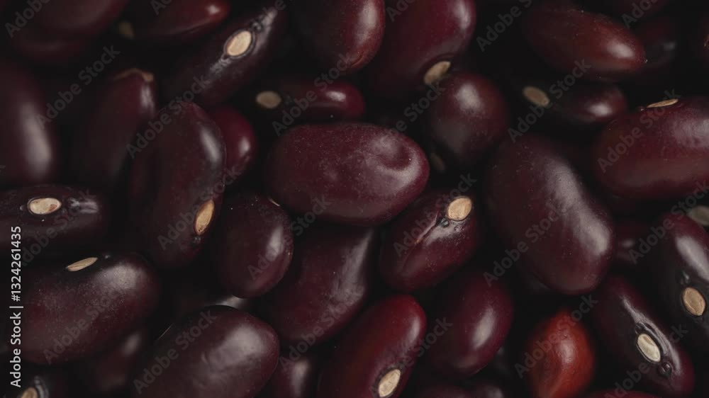 Detailed closeup of spinning pile of organic dark red Kidney Beans Detailed closeup of spinning pile of organic dark red Kidney Beans