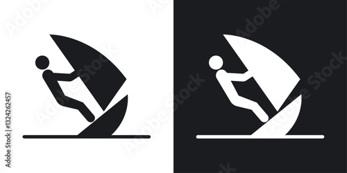 Windsurf icons in flat vector style