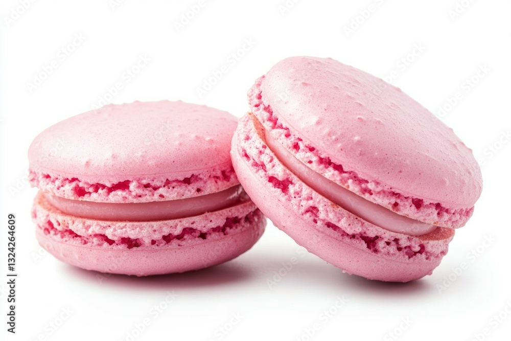 Few pink macarons on solid white background. Neural network AI generated Few pink macarons on solid white background. Neural network AI generated