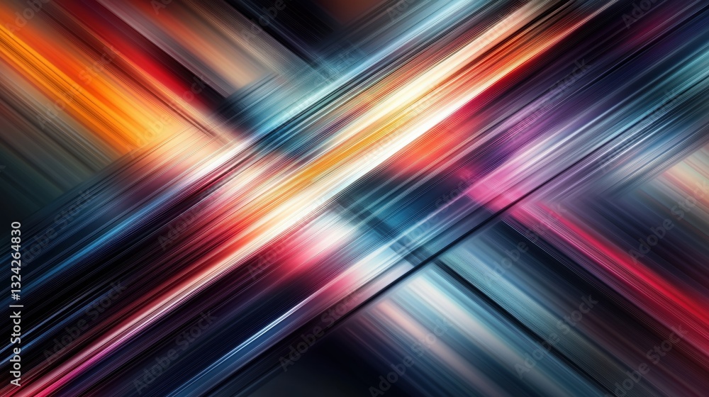 Colorful light patterns across surfaces create abstract reflections and dynamic movement in a modern composition Colorful light patterns across surfaces create abstract reflections and dynamic movement in a modern composition