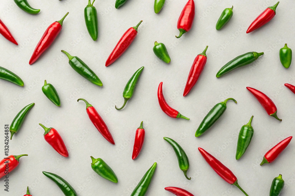 Freshly chopped red and green chilies Colorful arrangement of red and green chili peppers on a light surface. Freshly chopped red and green chilies Colorful arrangement of red and green chili peppers on a light surface.