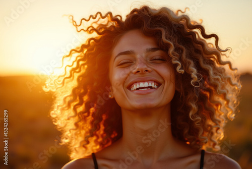 Wallpaper Mural Close-up portrait of a young woman with curly hair. Torontodigital.ca