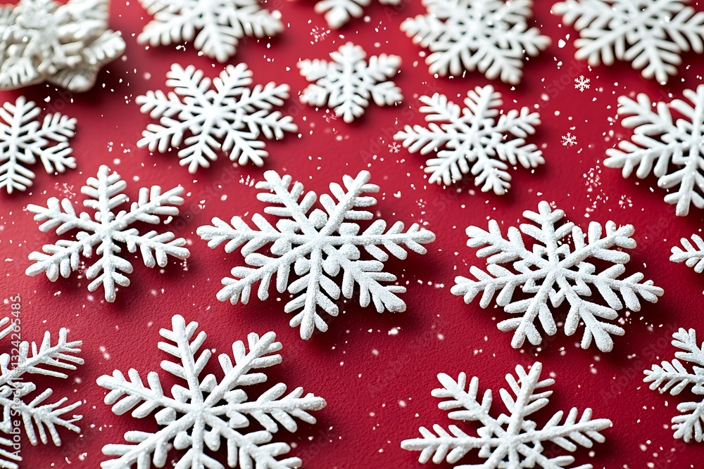 Red Background for White Snowflakes, Winter. Red Background for White Snowflakes, Winter.
