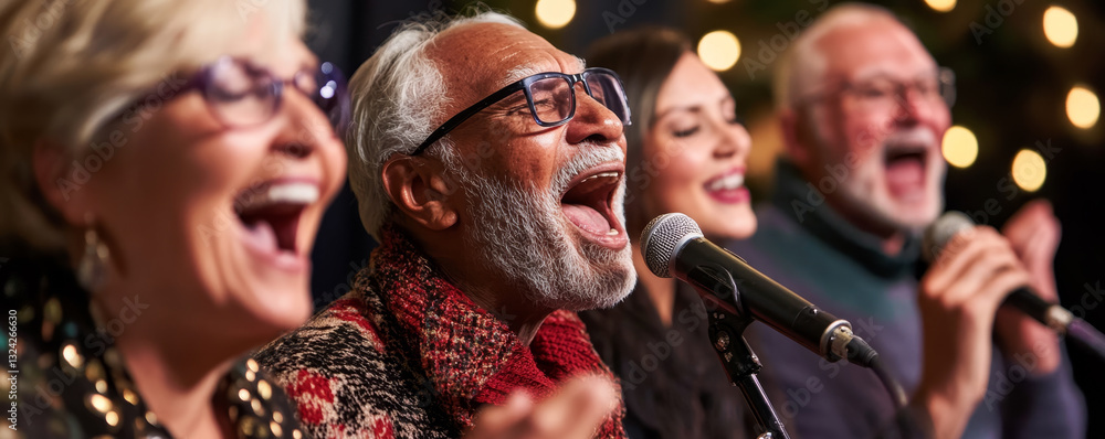 Fototapeta premium Elderly Friends Singing Together in Harmony