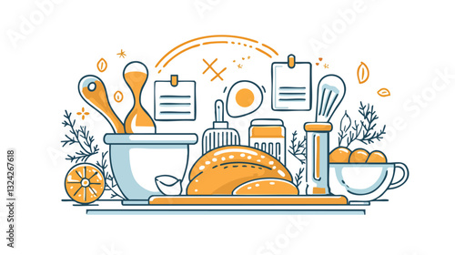 vector of a food blog with recipe cards