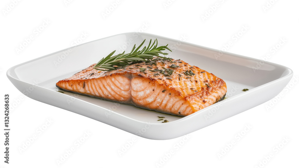 Pan-seared salmon with a sprig of rosemary Pan-seared salmon with a sprig of rosemary