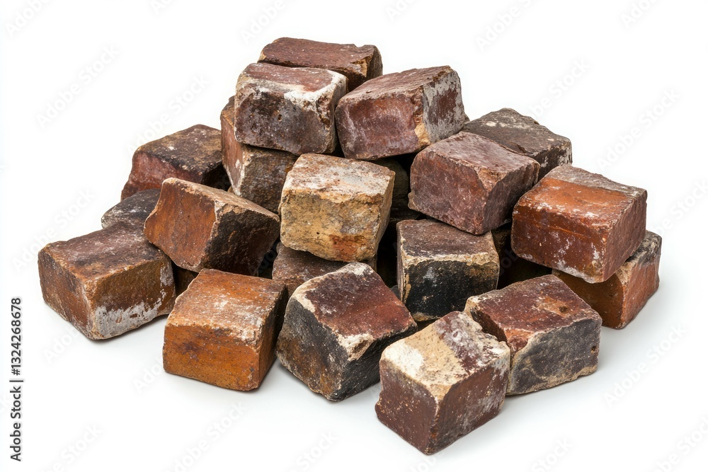 Stack of old bricks on white background. Neural network AI generated Stack of old bricks on white background. Neural network AI generated
