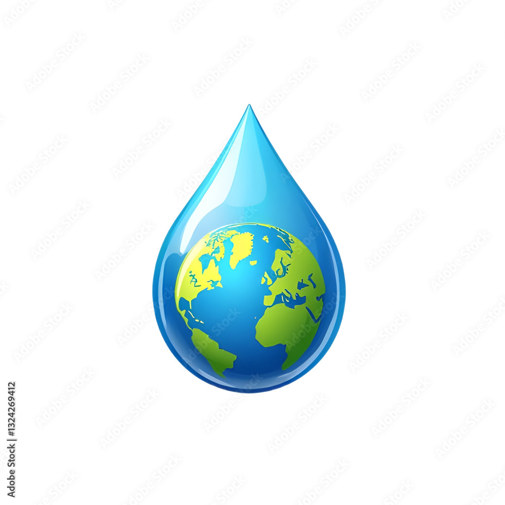 Fototapeta premium A simple logo design created for world water day concept on transparent background