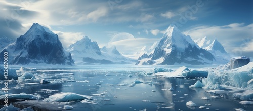 Wallpaper Mural Arctic Landscape, Fantastic winter landscape with mountains and lake. Torontodigital.ca