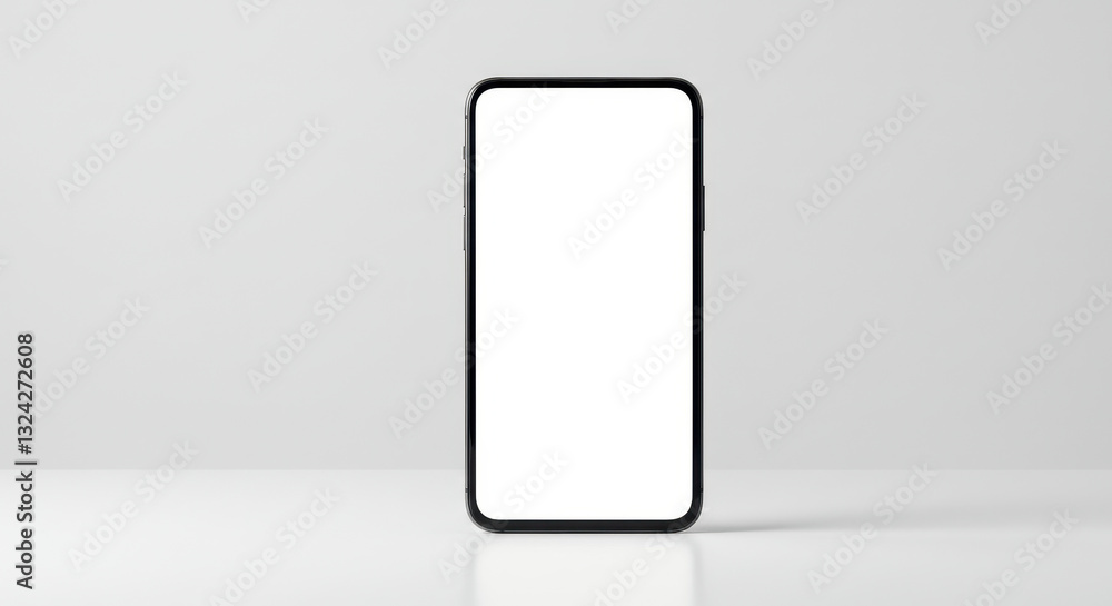 Smartphone Mockup: Modern Black Phone with Blank White Screen for App & UI Design - Showcase Your Mobile Designs! Smartphone Mockup: Modern Black Phone with Blank White Screen for App & UI Design - Showcase Your Mobile Designs!