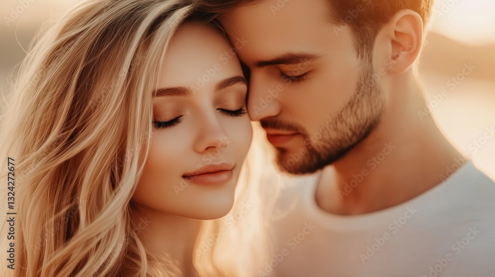 Beautiful couple embracing during golden hour at a scenic outdoor location in a romantic moment filled with love and connection Beautiful couple embracing during golden hour at a scenic outdoor location in a romantic moment filled with love and connection