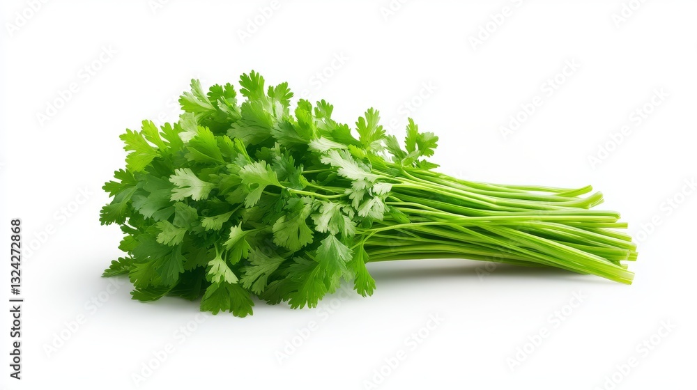 Fresh cilantro bunch on a white background Fresh cilantro bunch on a white background
