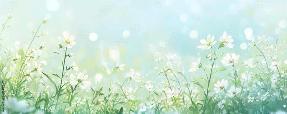Delicate White Wildflowers in a Soft Dreamy Glow Delicate White Wildflowers in a Soft Dreamy Glow