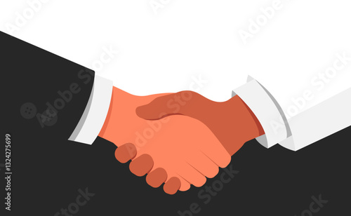 Business handshake. Handshake of business partners. Vector illustration. Flat design.	
