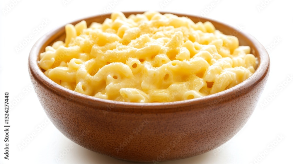 Creamy mac and cheese in a bowl, isolated on white background Creamy mac and cheese in a bowl, isolated on white background