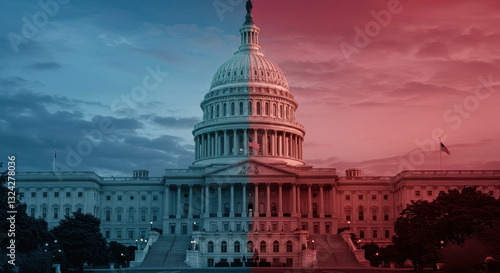 Divided Capitol: A Nation Split? Political Division in Washington D.C., Congress, Democracy, USA, Red vs. Blue, Government Building