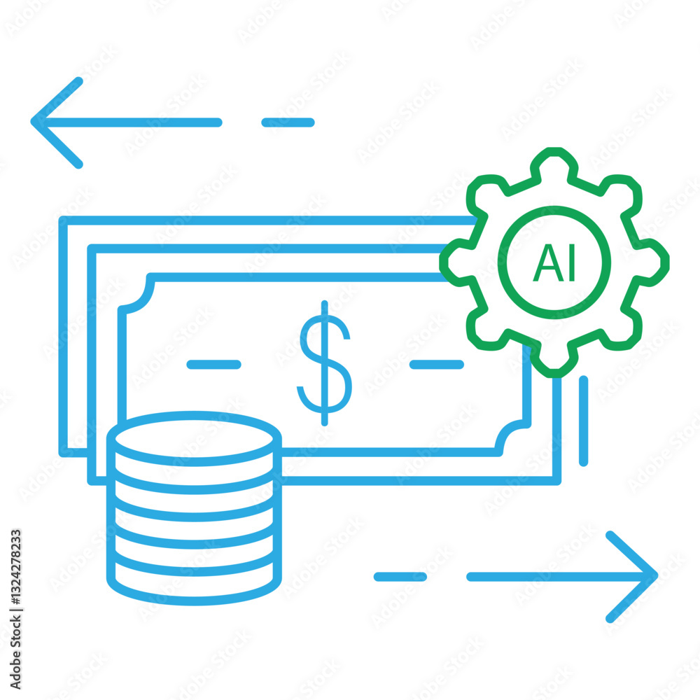 Revenue and Ai Cash Flow Management Vector Icon Design Revenue and Ai Cash Flow Management Vector Icon Design