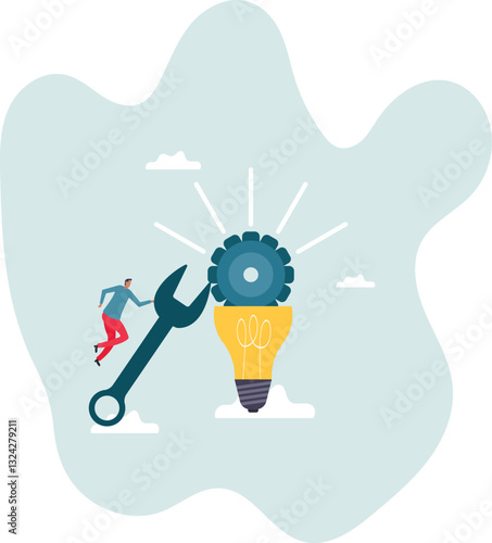 Innovation or product development, idea or solution to solve business problem, invention or technology creation to build new product.character for design