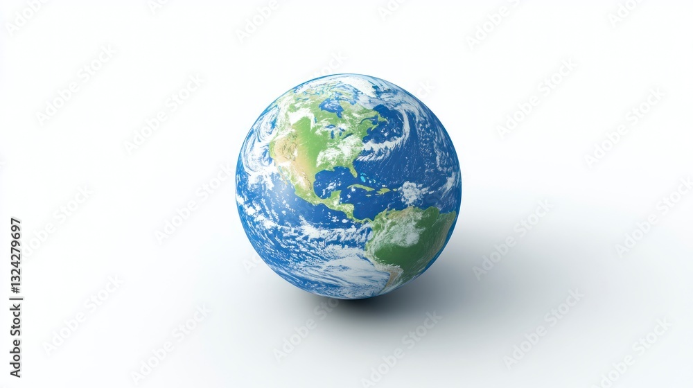 Earth Globe with North America Showing on a White Background Earth Globe with North America Showing on a White Background