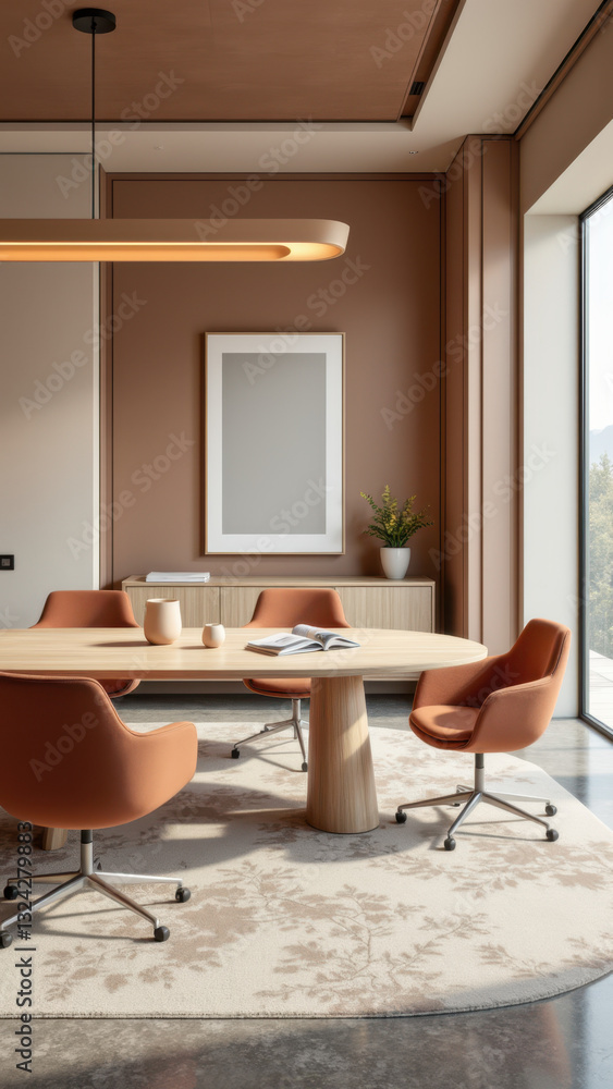 Fototapeta premium Modern office space with acoustic paneling.