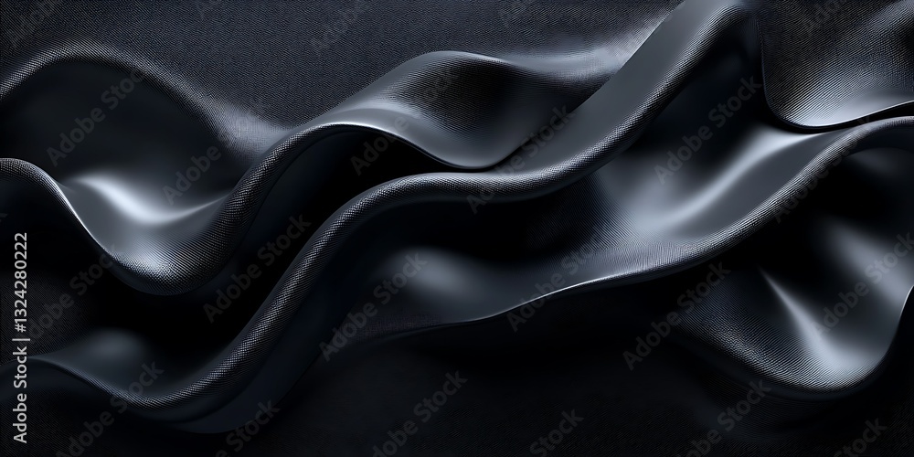 Fototapeta premium Dark, flowing fabric curves. Abstract background