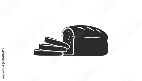 Sliced loaf of bread icon in black silhouette style.