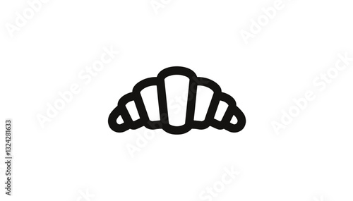 Croissant icon in black minimalist outline style.