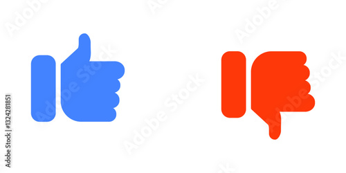 Thumbs up thumbs down icons symbolize agreement and disagreement reflecting choices A visual representation of opinions decisions and feedback