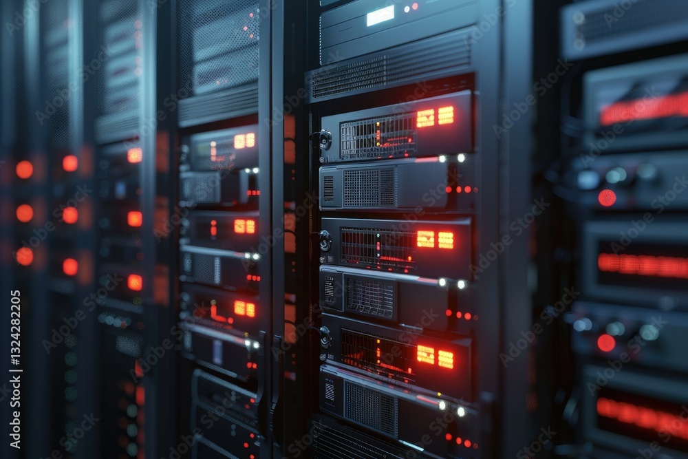 Detailed Picture of System Center Data Room with Server and Networking Devices Detailed Picture of System Center Data Room with Server and Networking Devices