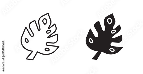 Monstera deliciosa plant leaf icons graphics vectors designs