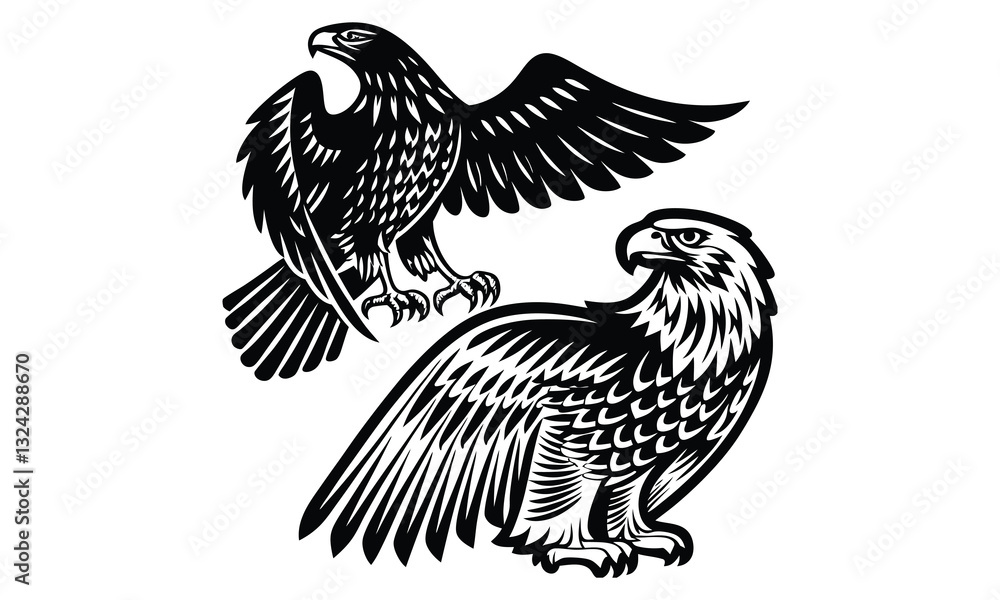 Obraz premium Soaring eagle vector design logo illustration