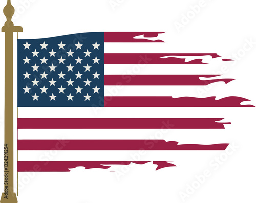 flag of united states of america, american flag isolated on white, USA Flag, badge, 
