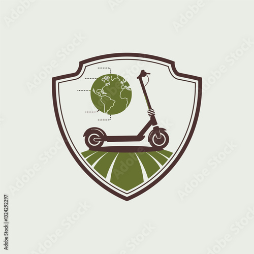 vector illustration of a shield with a sign, cycle logo, scooter logo, world logo, 