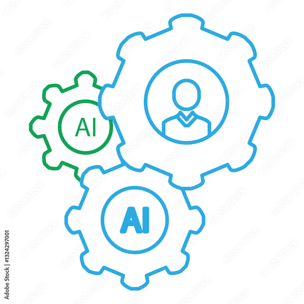 Team Leadership and Ai Automation Management Vector Symbol Icon Design Team Leadership and Ai Automation Management Vector Symbol Icon Design