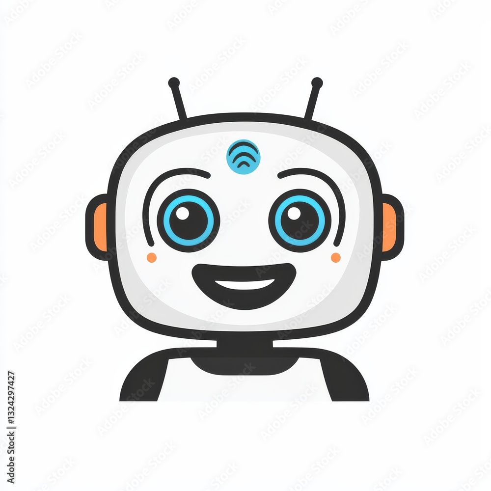 Obraz premium Cartoon Robot Character with Smiling Face and Friendly Expression