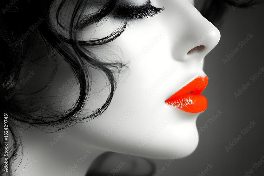 Ultra-high resolution black and white portrait of a woman with dramatic lighting enhanced by color gel effects. Ultra-high resolution black and white portrait of a woman with dramatic lighting enhanced by color gel effects.