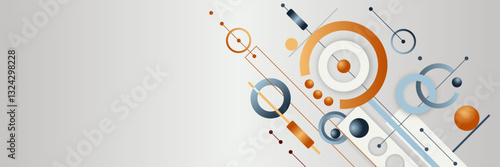 Diagonal Geometric Composition. Abstract techno composition with dynamic interactions of shapes, lines, and patterns for scientific and technical publications