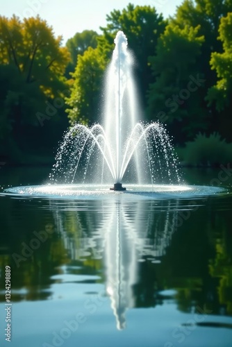 Wallpaper Mural Reflection of the fountain in a calm lake surface, smooth, fountain Torontodigital.ca