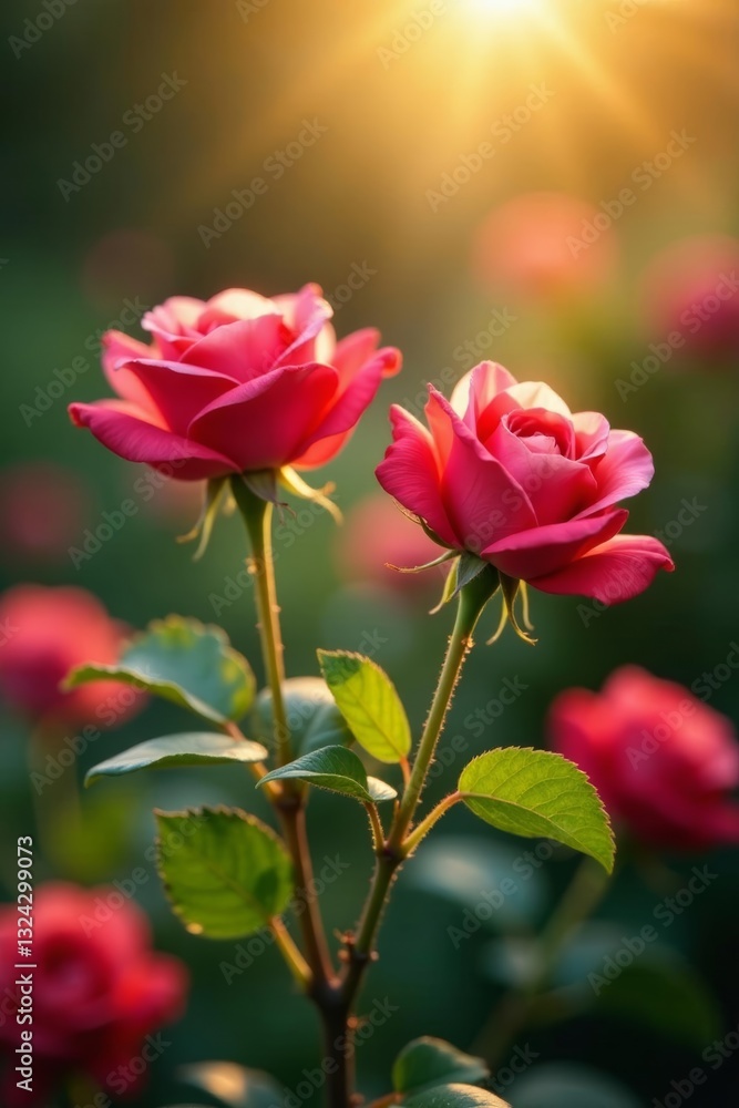 Close-up of miniature roses basking in the sun, summer, close-up, vibrant Close-up of miniature roses basking in the sun, summer, close-up, vibrant