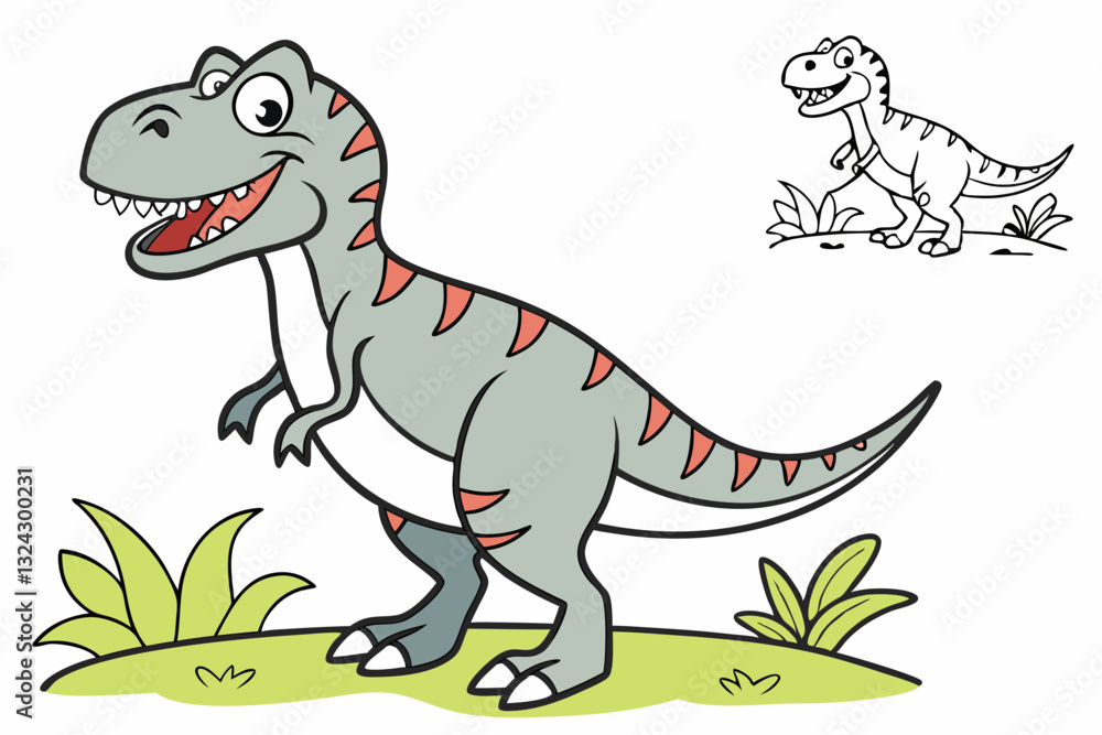 Obraz premium Dinosaur Coloring page. Coloring book for kids isolated on a white background. Vector outline 