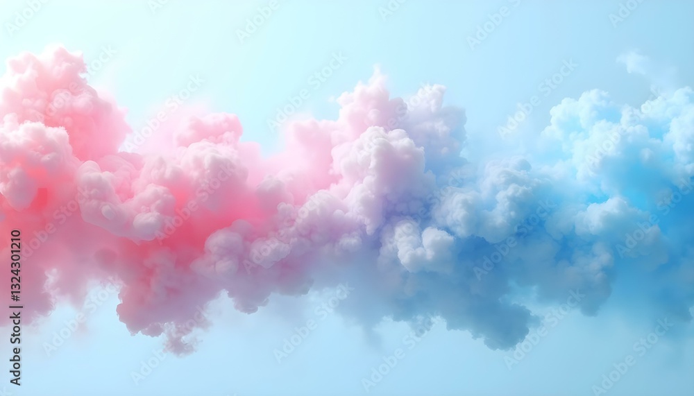 Abstract digital art, swirling clouds of pink and blue smoke against a light blue background, the smoke is dense and voluminous, with intricate patterns and textures Abstract digital art, swirling clouds of pink and blue smoke against a light blue background, the smoke is dense and voluminous, with intricate patterns and textures