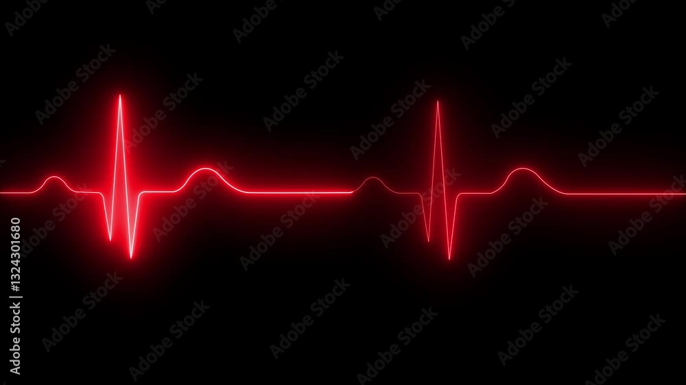 Heart beat pulse. Glowing neon blue heart cardiogram line on a blue grid background. Electrocardiogram show heart beat line. cardiogram, Heart pulse.