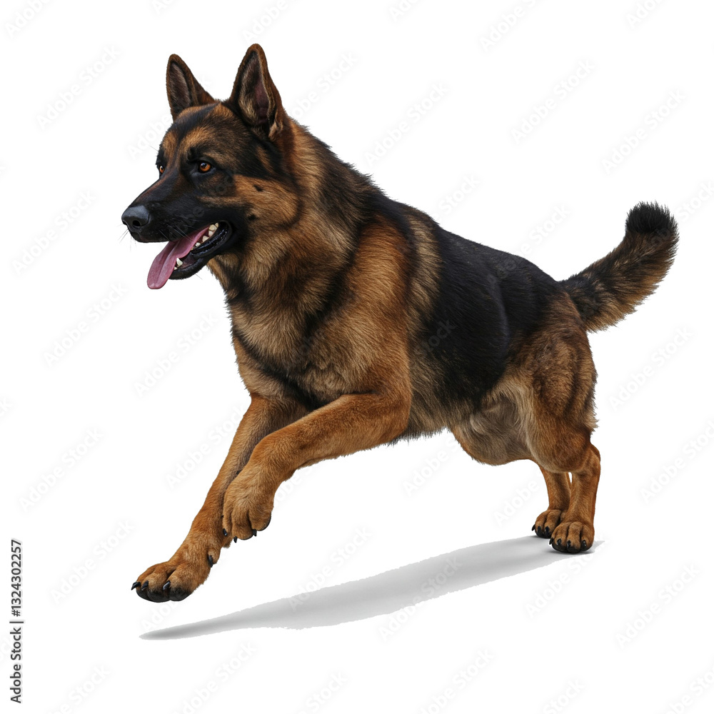 German Shepherd Portrait: Running Dog on a Clean Transparent Background German Shepherd Portrait: Running Dog on a Clean Transparent Background